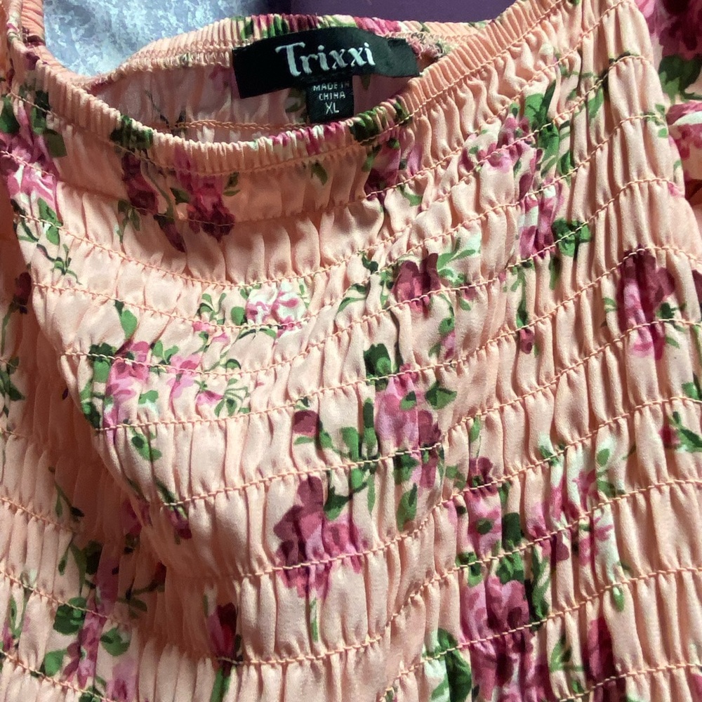 Womens smocked floral dress midi